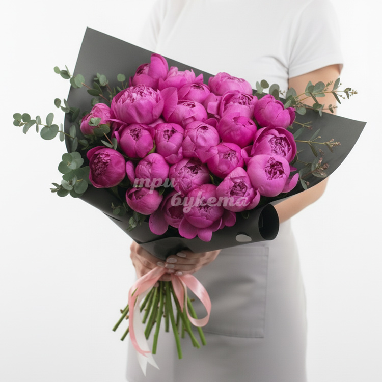 25 розовых пионов Александр Флеминг в Premium упаковке