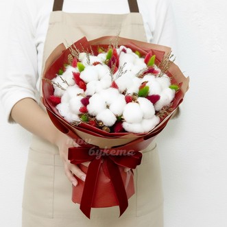 Букет из хлопка и лагуруса